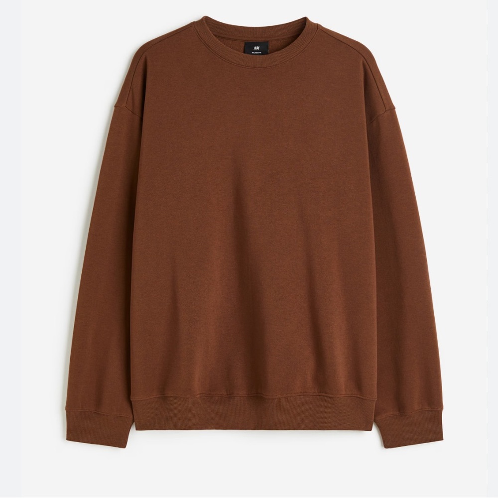 H&M Relaxed Fit Brown Sweatshirt, Crewneck 🌟